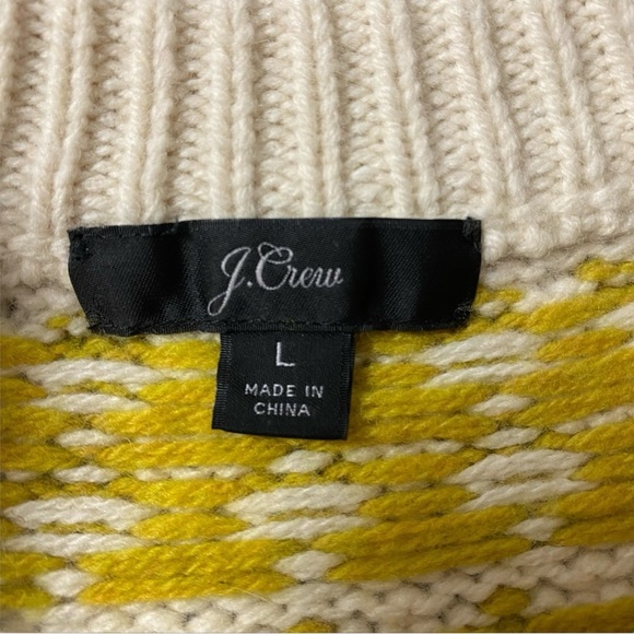 J. Crew Wool Blend Fair Isle Ski Sweater L Ivory/Blue/Red/Green Off White - Picture 7 of 8